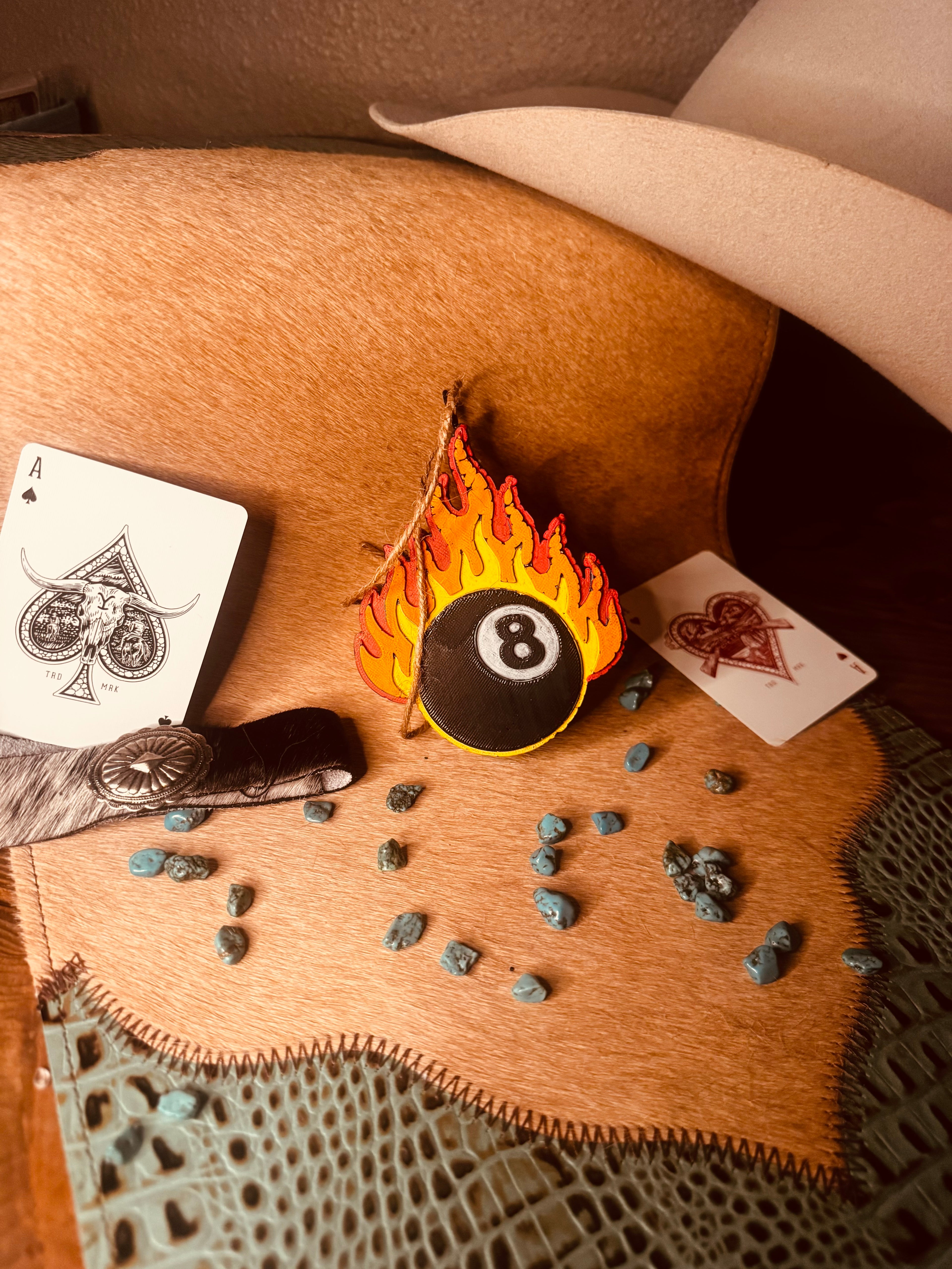 8 balls/ flames